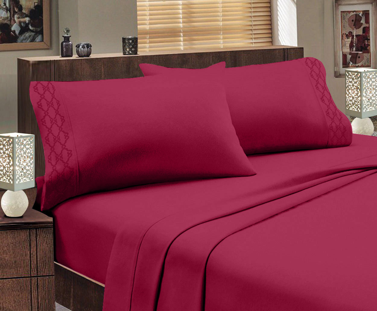 Juego de sábanas bordadas serie 1800 – Bolsillo profundo, ropa de cama de hotel de lujo supersuave