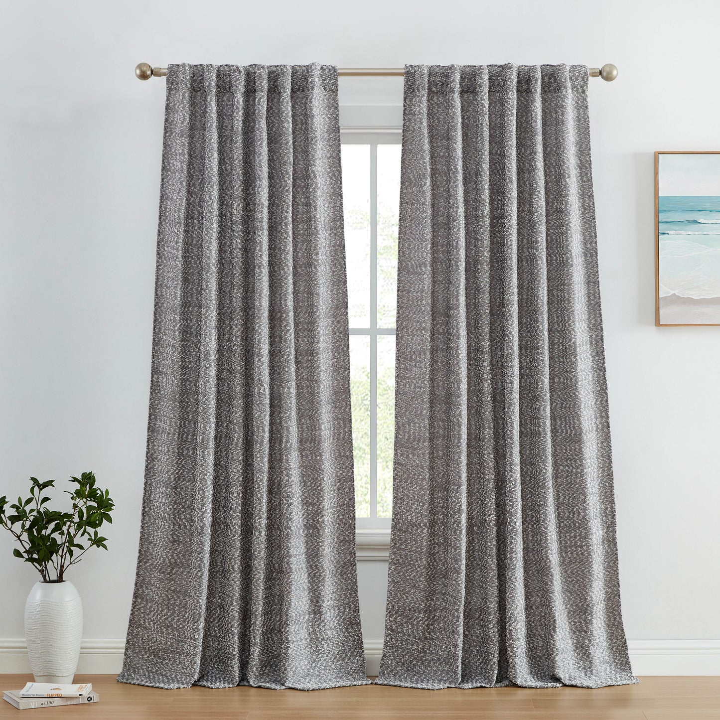 Easton Jacquard Semi Sheer Curtain Panels