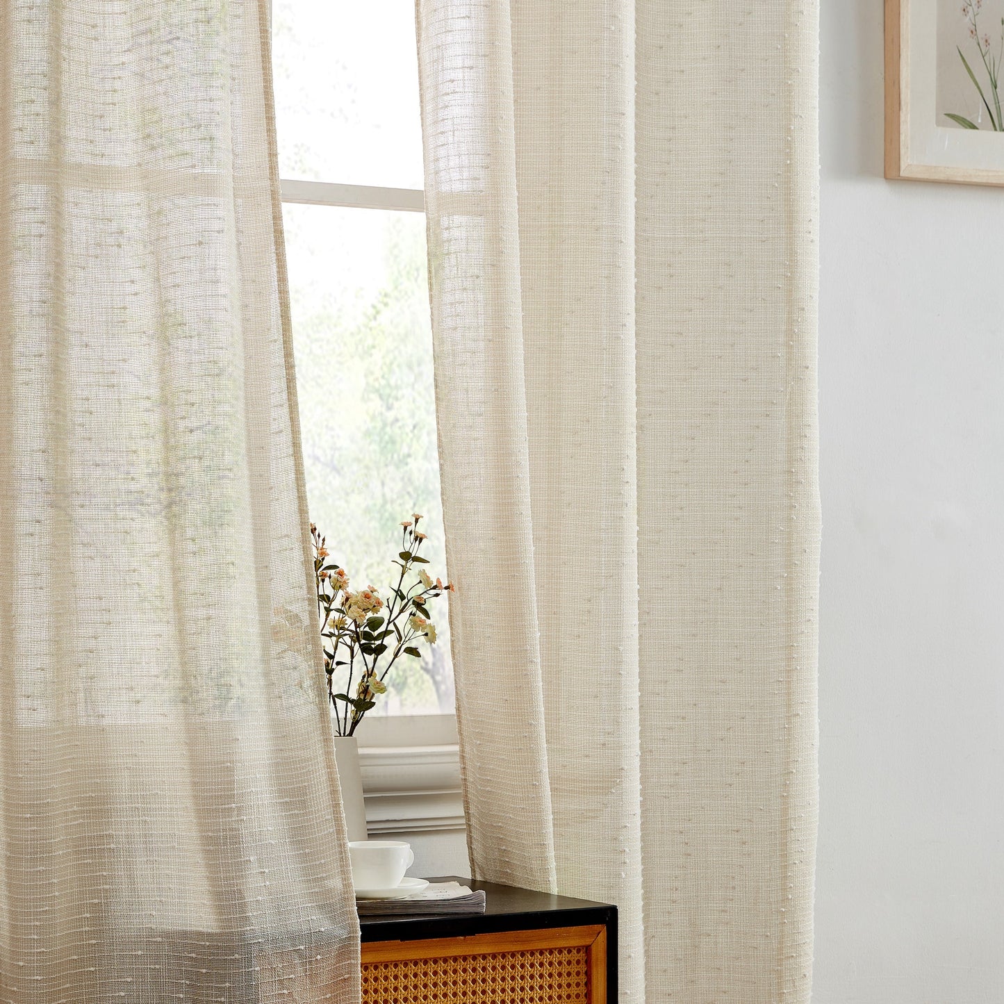Emily Faux Linen Rod Pocket Back Tab Curtains