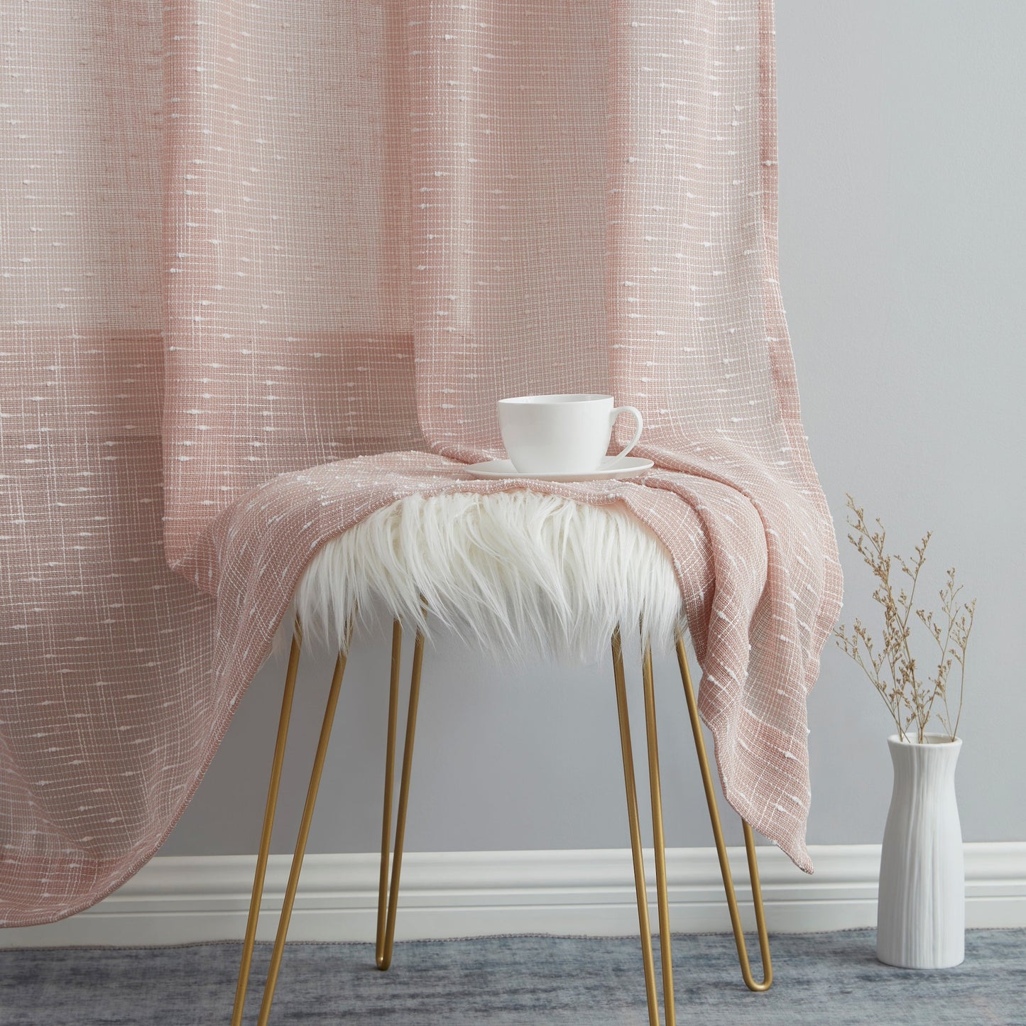 Emily Faux Linen Rod Pocket Back Tab Curtains