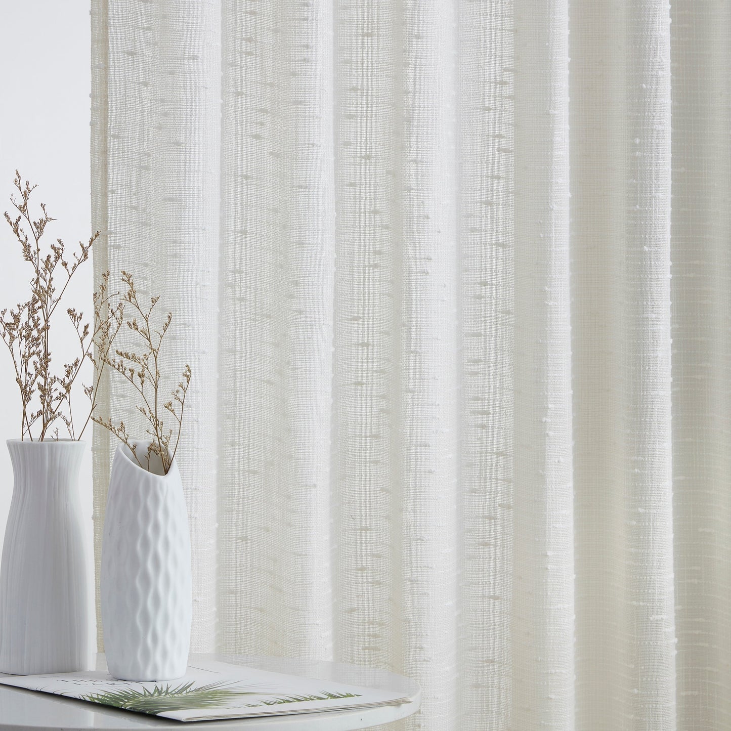 Emily Faux Linen Rod Pocket Back Tab Curtains