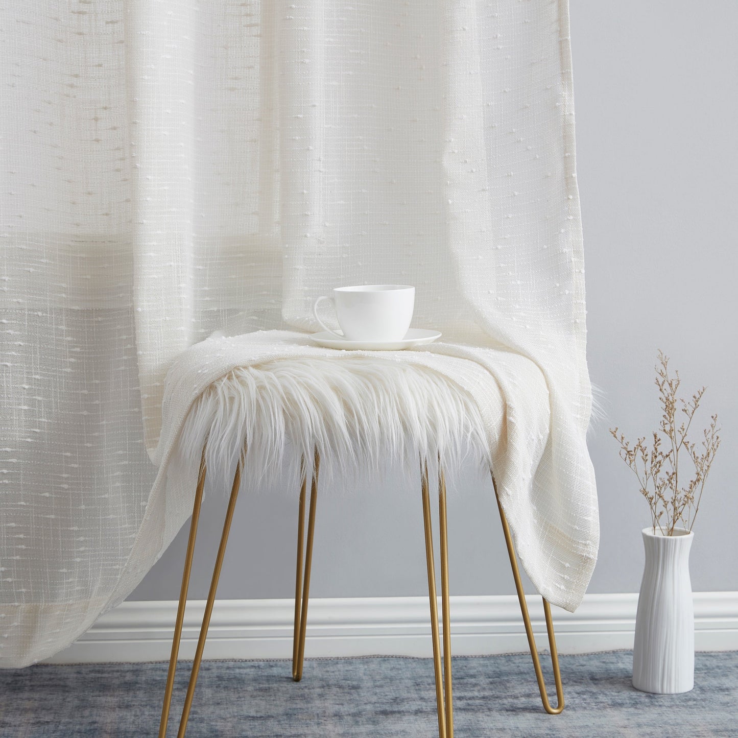 Emily Faux Linen Rod Pocket Back Tab Curtains