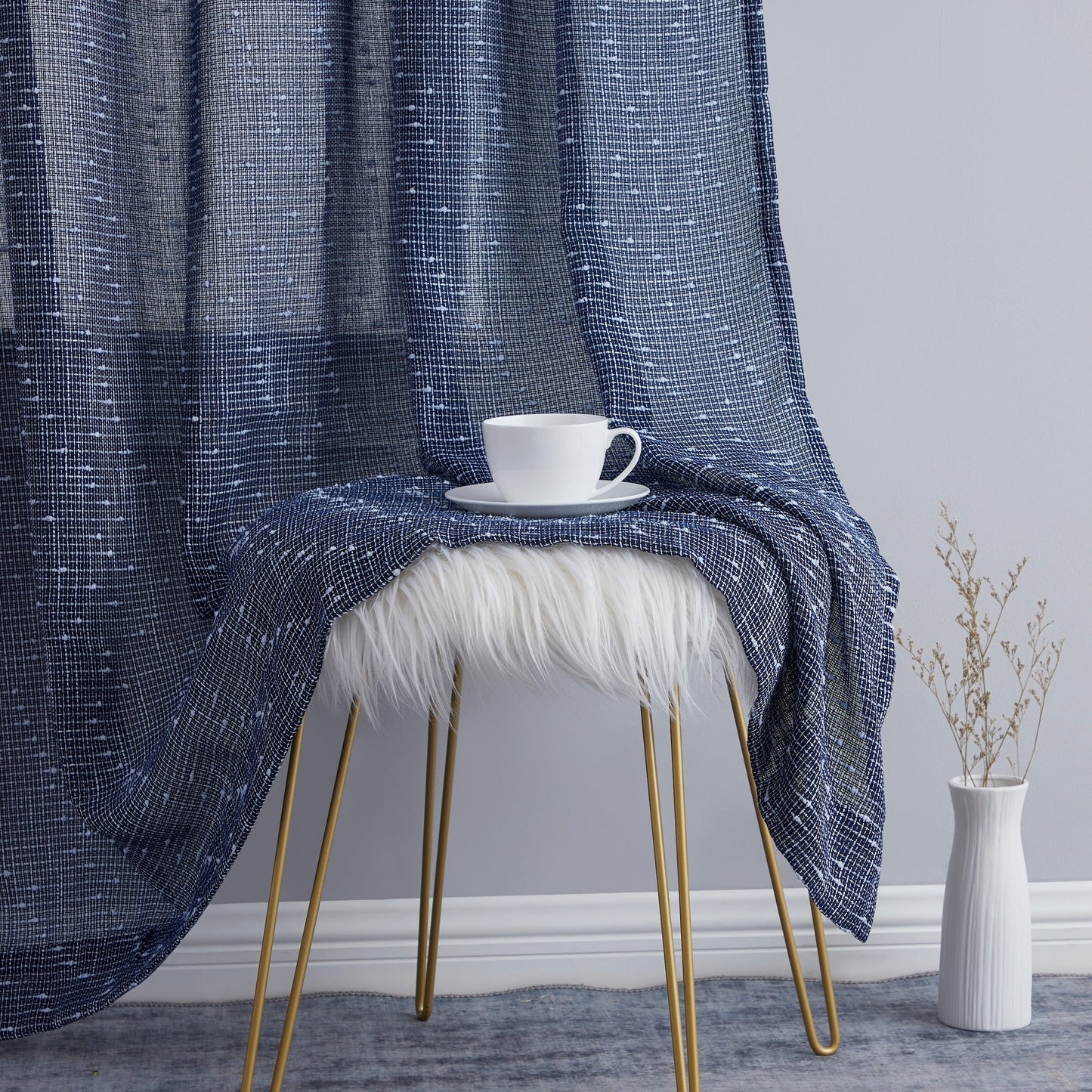 Emily Faux Linen Rod Pocket Back Tab Curtains