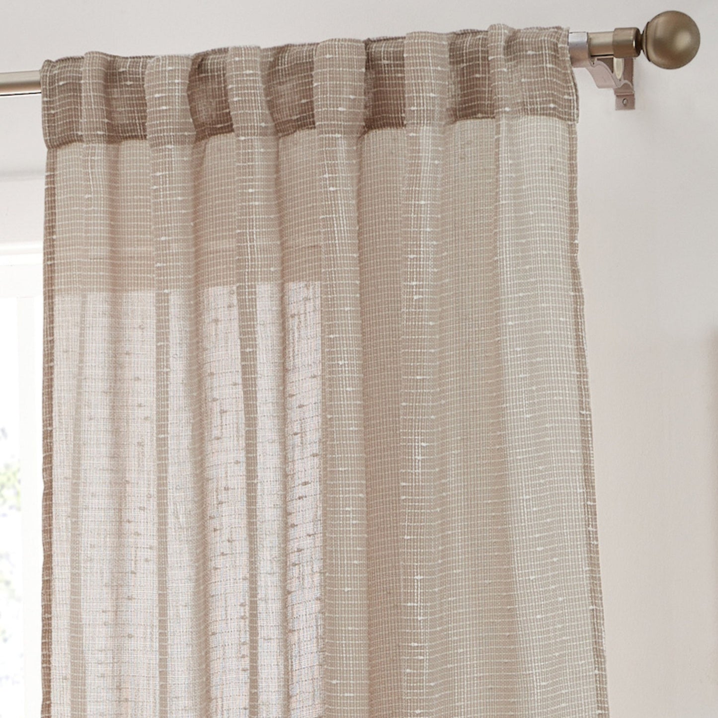 Emily Faux Linen Rod Pocket Back Tab Curtains