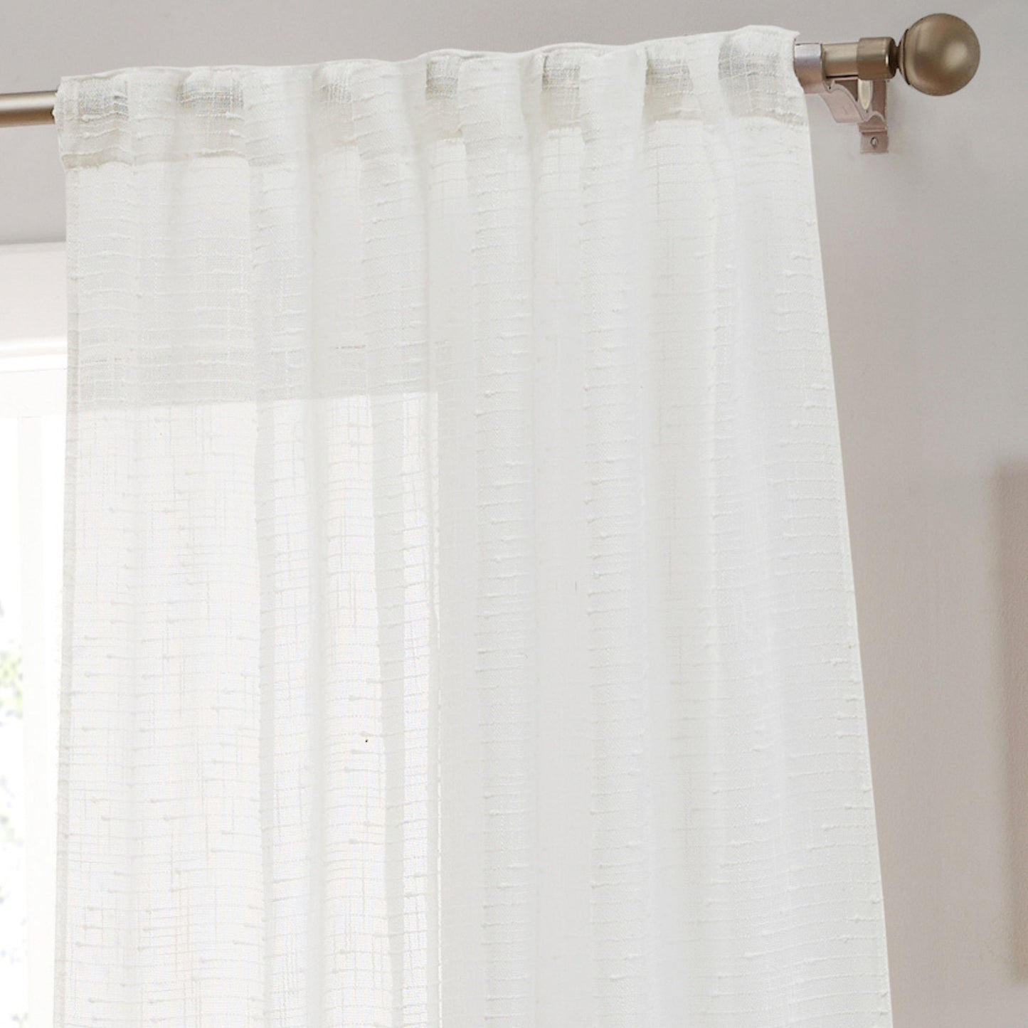Emily Faux Linen Rod Pocket Back Tab Curtains