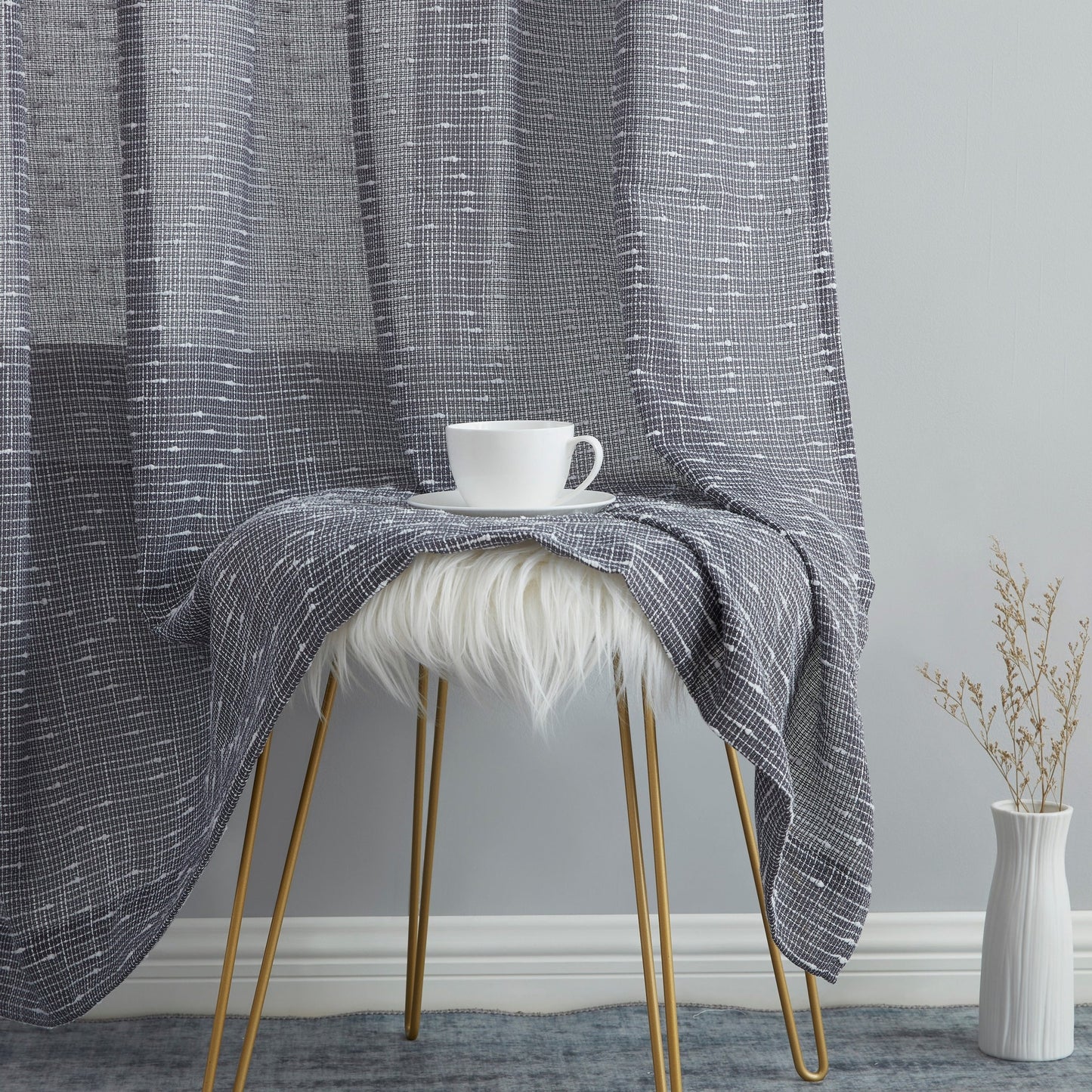 Emily Faux Linen Grommet Curtains