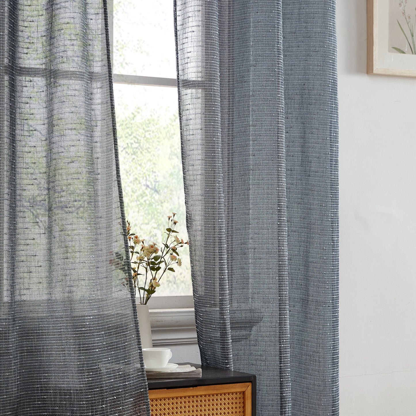 Emily Faux Linen Grommet Curtains