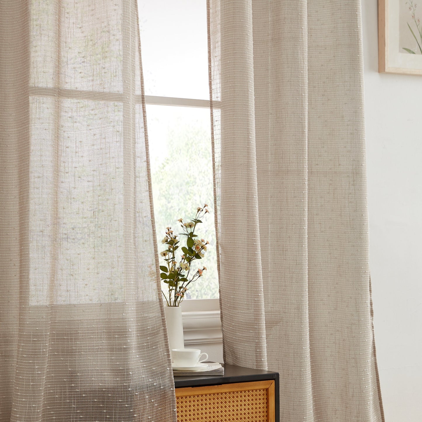 Emily Faux Linen Grommet Curtains