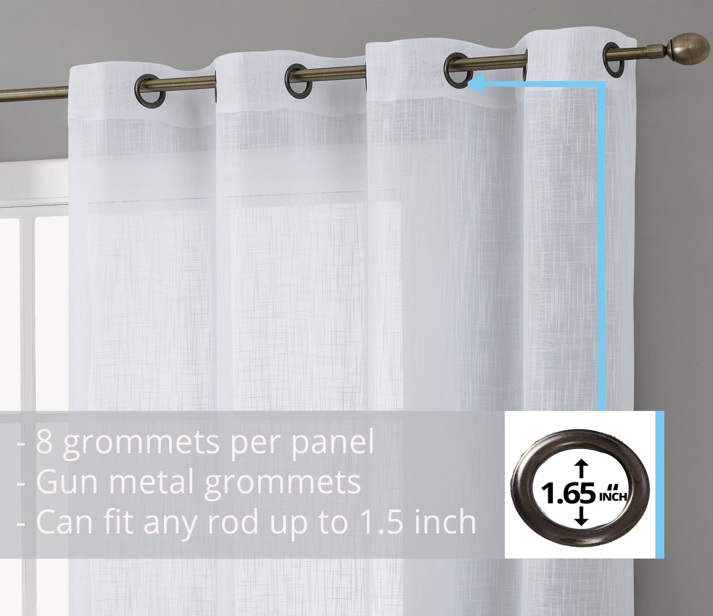 Privacy Faux Linen Textured Semi Sheer Curtain Panels