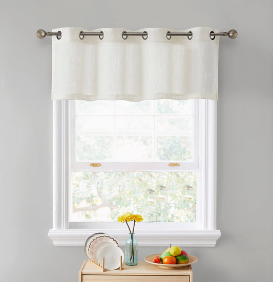 Abbey Faux Linen Grommet Cafe Valance