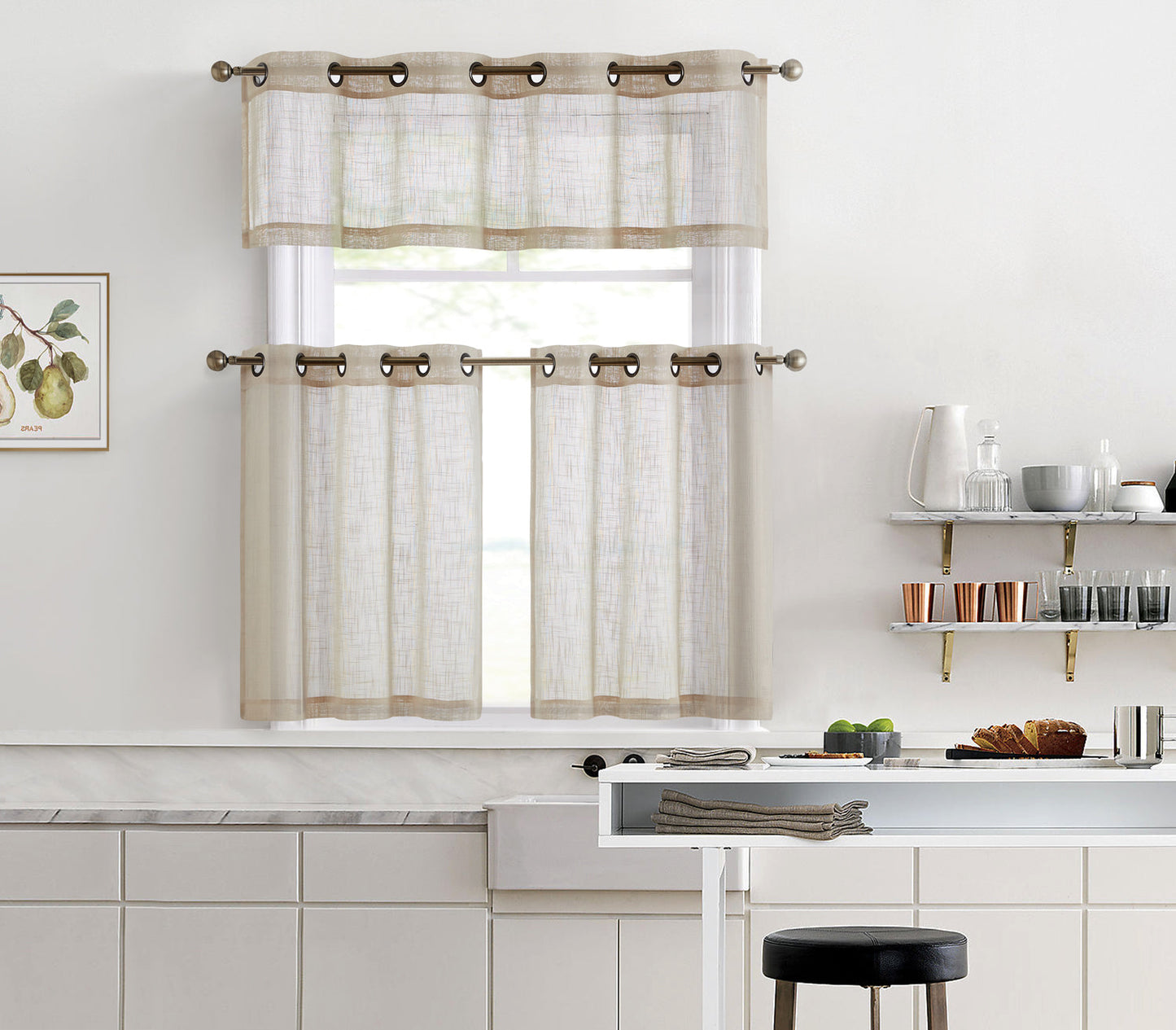 Abbey Faux Linen Grommet Cafe Valance