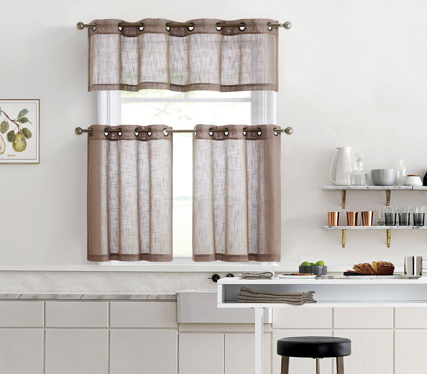 Abbey Faux Linen Grommet Cafe Tiers