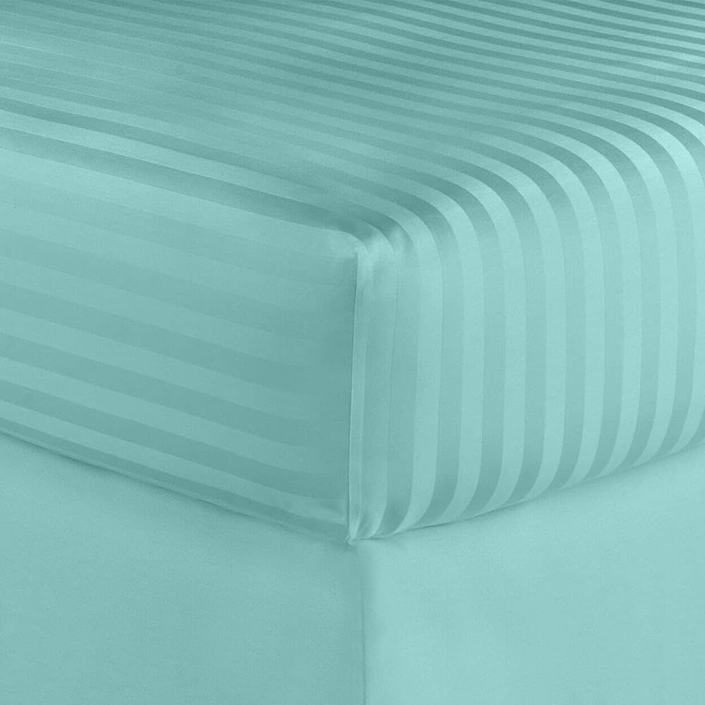 Juego de sábanas a rayas de algodón egipcio de 600 hilos, Hotel London – Suave juego de cama clásico