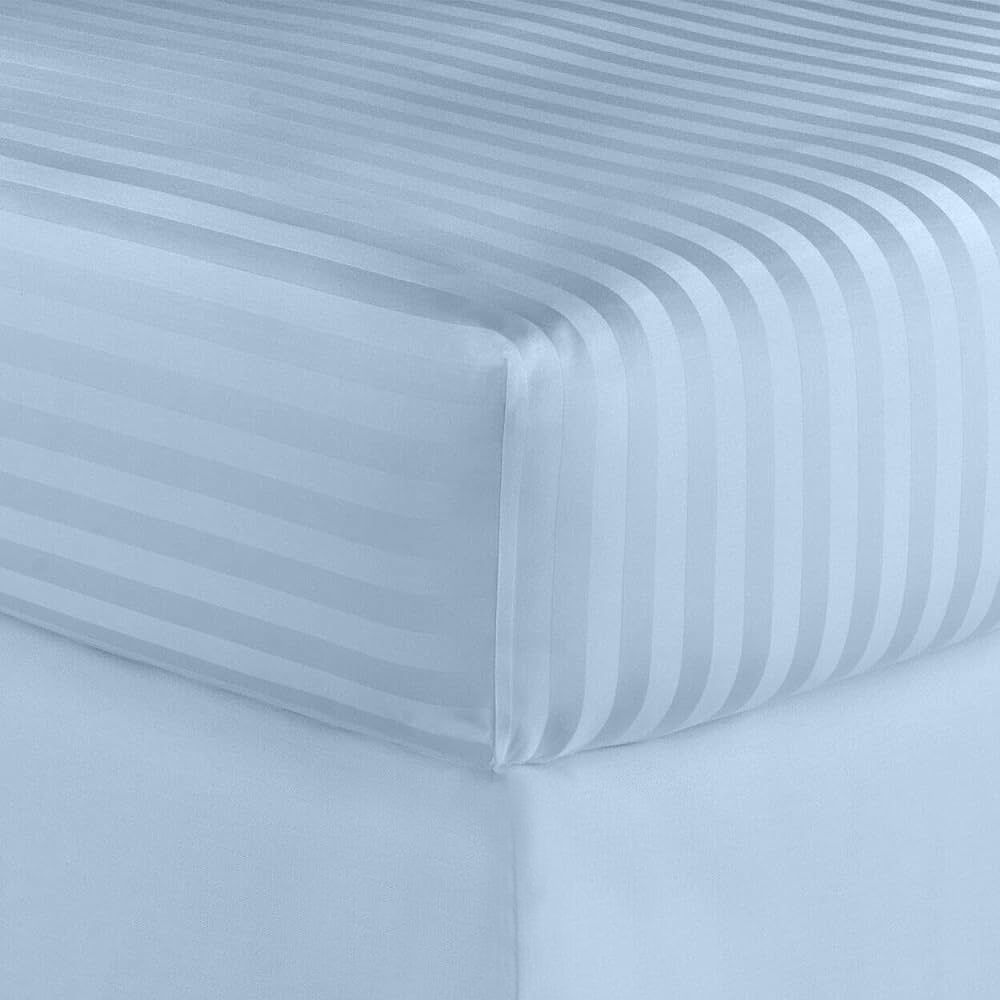 Juego de sábanas a rayas de algodón egipcio de 600 hilos, Hotel London – Suave juego de cama clásico