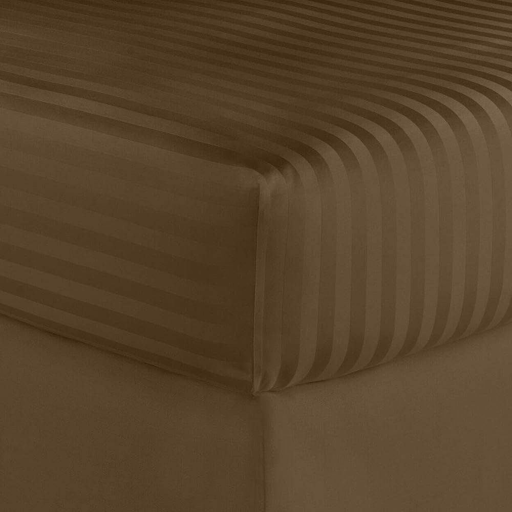 Juego de sábanas a rayas de algodón egipcio de 600 hilos, Hotel London – Suave juego de cama clásico