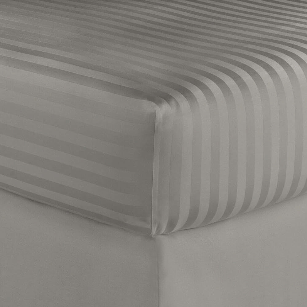 Juego de sábanas a rayas de algodón egipcio de 600 hilos, Hotel London – Suave juego de cama clásico
