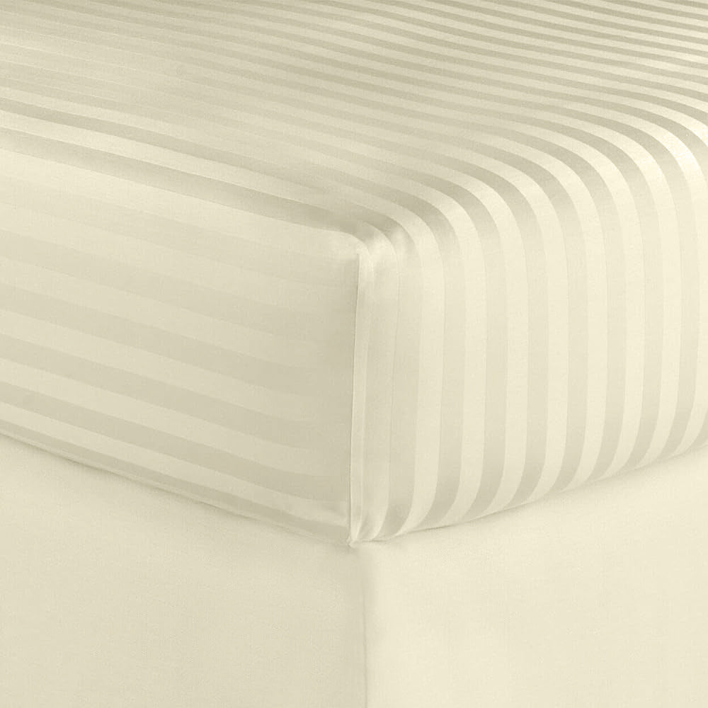 Juego de sábanas a rayas de algodón egipcio de 600 hilos, Hotel London – Suave juego de cama clásico
