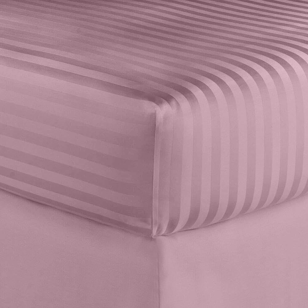 Juego de sábanas a rayas de algodón egipcio de 600 hilos, Hotel London – Suave juego de cama clásico