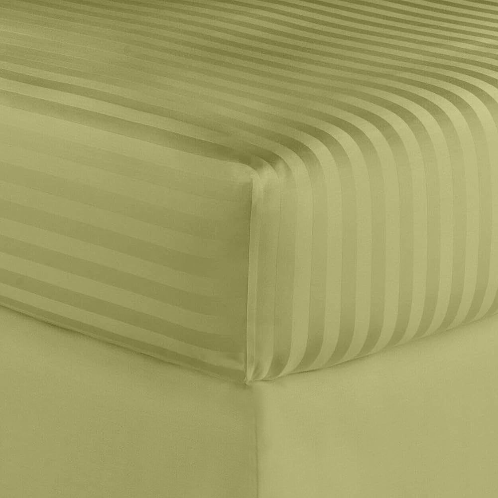 Juego de sábanas a rayas de algodón egipcio de 600 hilos, Hotel London – Suave juego de cama clásico