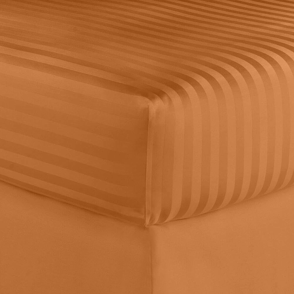 Juego de sábanas a rayas de algodón egipcio de 600 hilos, Hotel London – Suave juego de cama clásico
