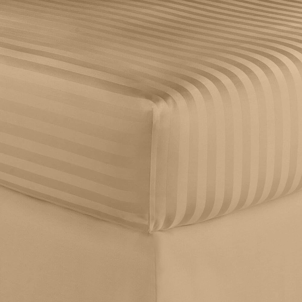Juego de sábanas a rayas de algodón egipcio de 600 hilos, Hotel London – Suave juego de cama clásico