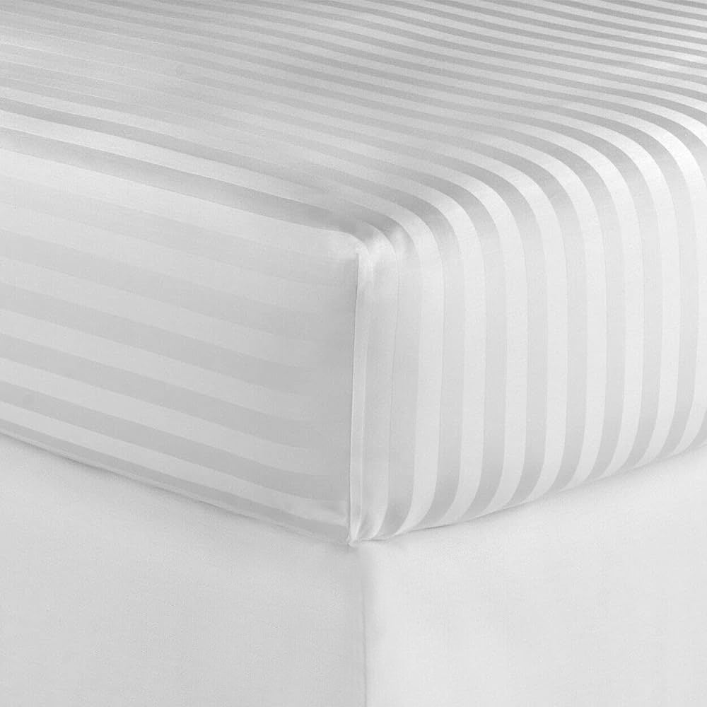Juego de sábanas a rayas de algodón egipcio de 600 hilos, Hotel London – Suave juego de cama clásico