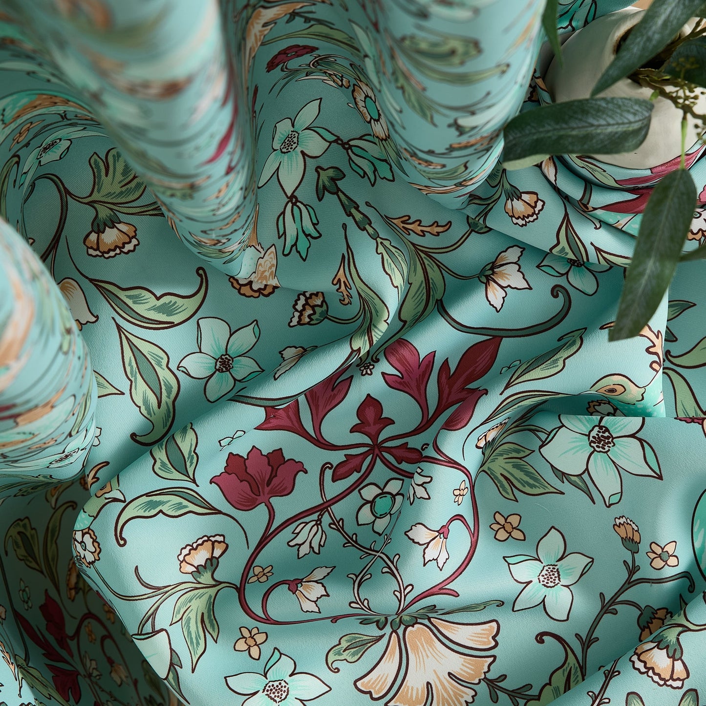 Florence Floral & Birds Room Darkening Curtains - Set of 2