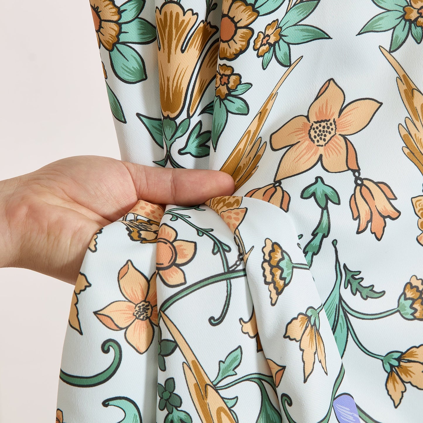 Florence Floral & Birds Room Darkening Curtains - Set of 2