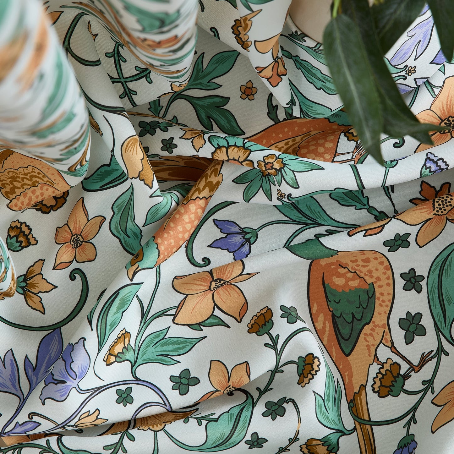 Florence Floral & Birds Room Darkening Curtains - Set of 2