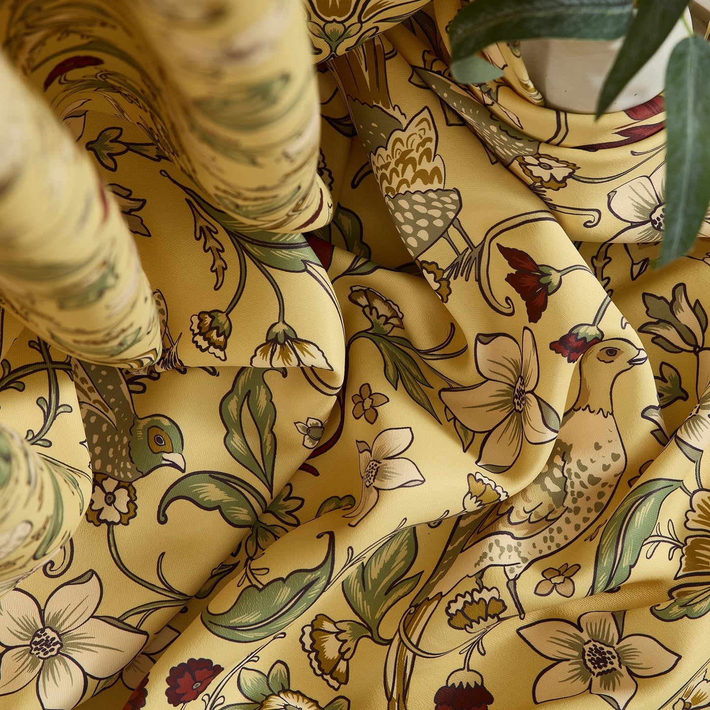 Florence Floral & Birds Room Darkening Curtains - Set of 2