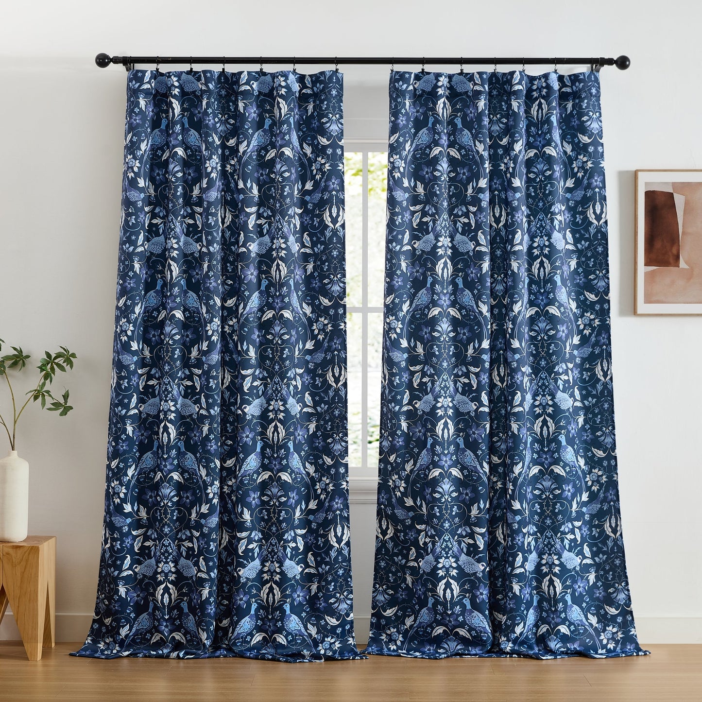 Florence Floral & Birds Room Darkening Curtains - Set of 2