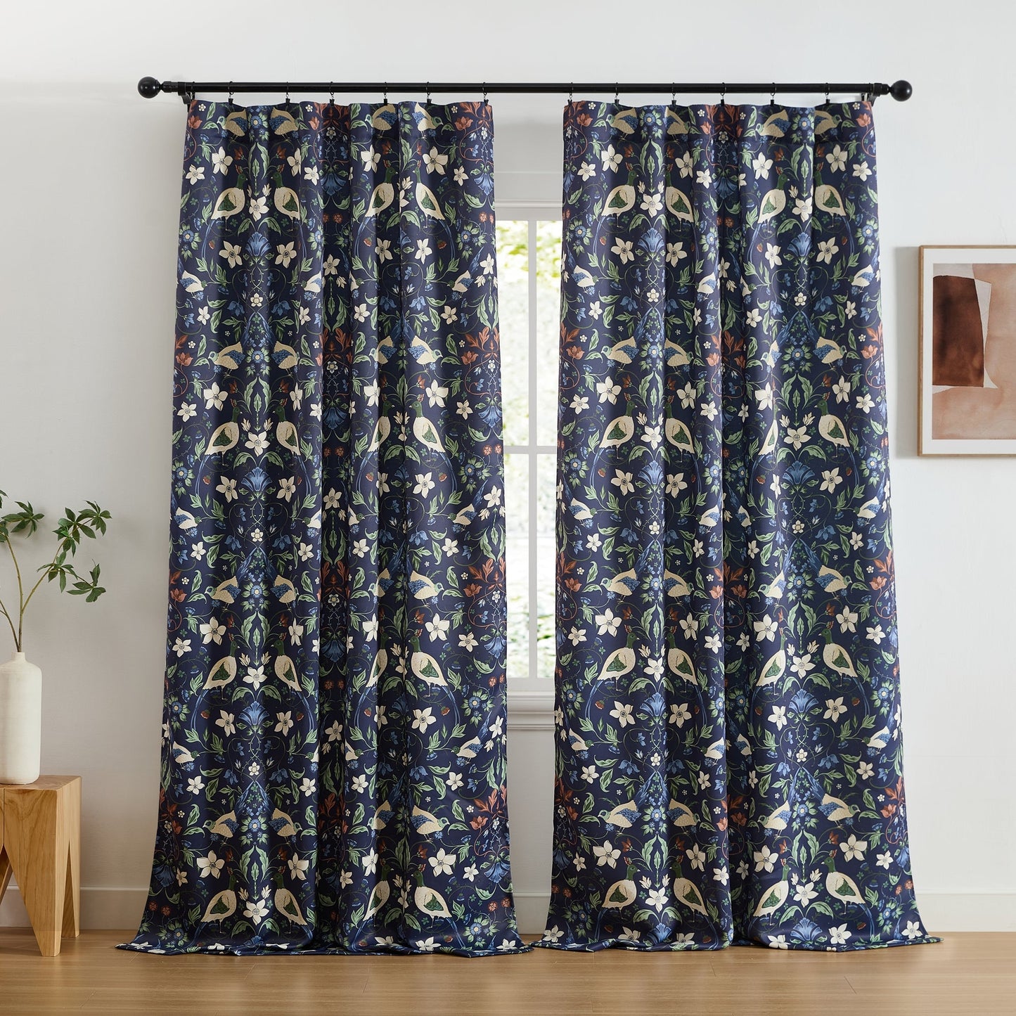 Florence Floral & Birds Room Darkening Curtains - Set of 2