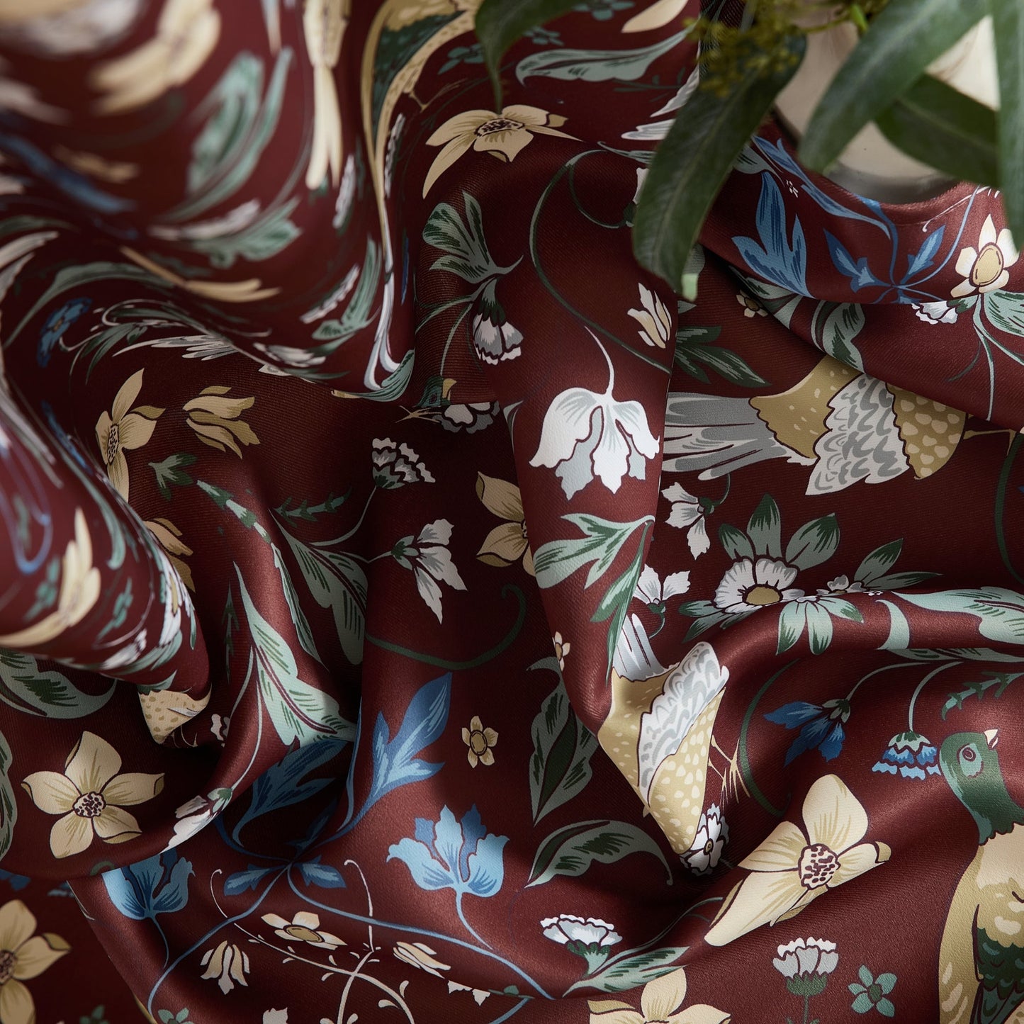 Florence Floral & Birds Room Darkening Curtains - Set of 2