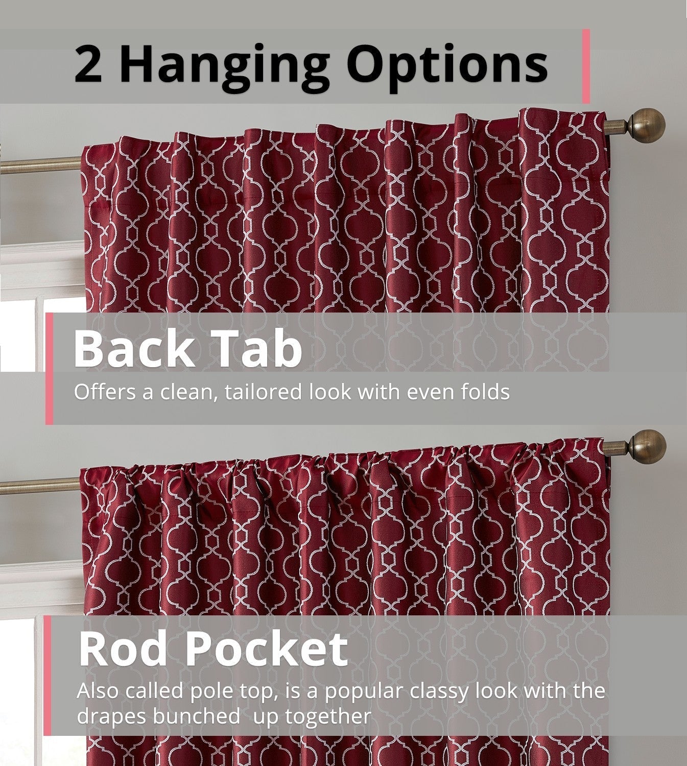 Franklin Moroccan Trellis 100% Blackout Back Tab Curtain Panels