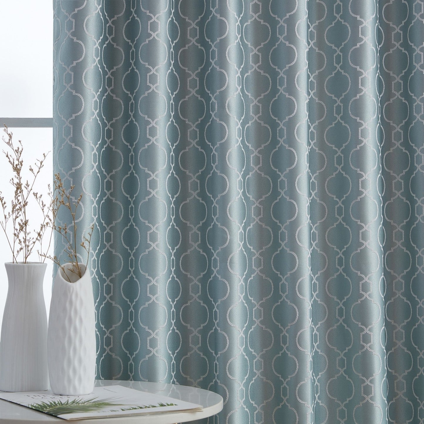 Franklin Moroccan Trellis 100% Blackout Back Tab Curtain Panels
