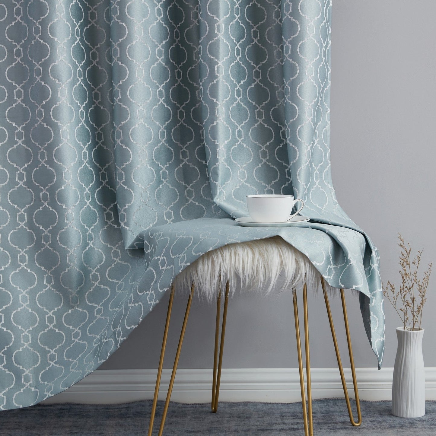 Franklin Moroccan Trellis 100% Blackout Back Tab Curtain Panels