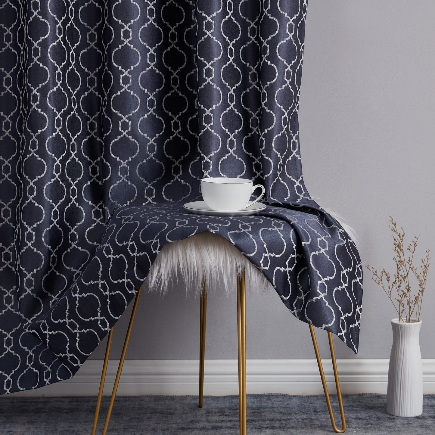 Franklin Moroccan Trellis 100% Blackout Back Tab Curtain Panels