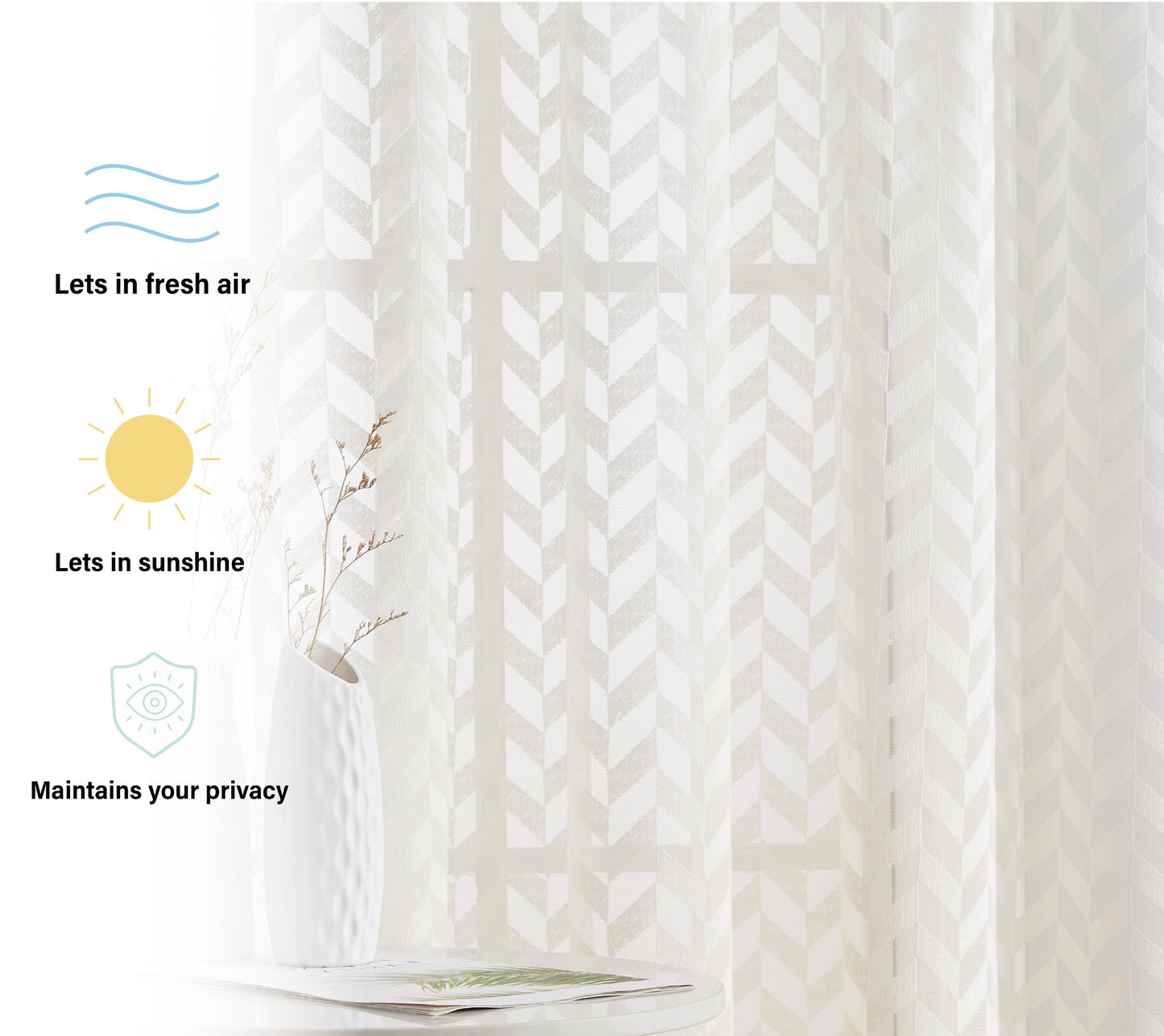 Herringbone Lace Sheer Rod Pocket Cafe Tiers