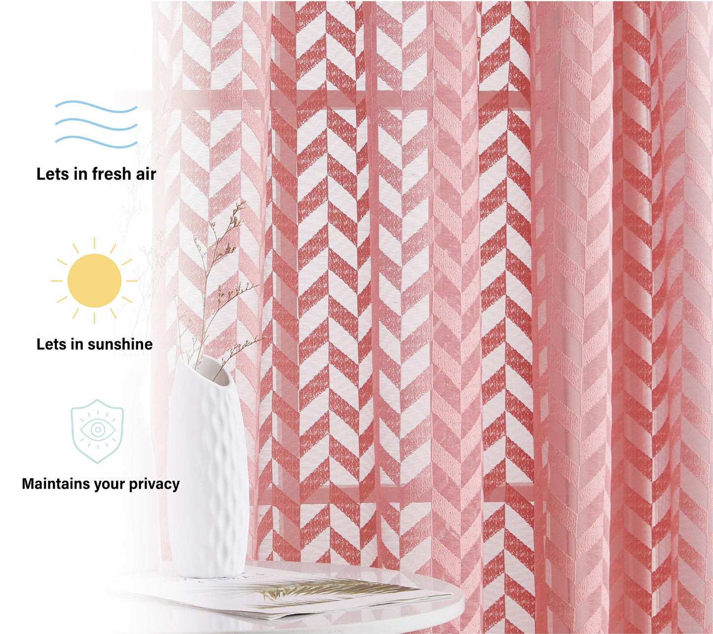 Herringbone Lace Sheer Rod Pocket Cafe Tiers