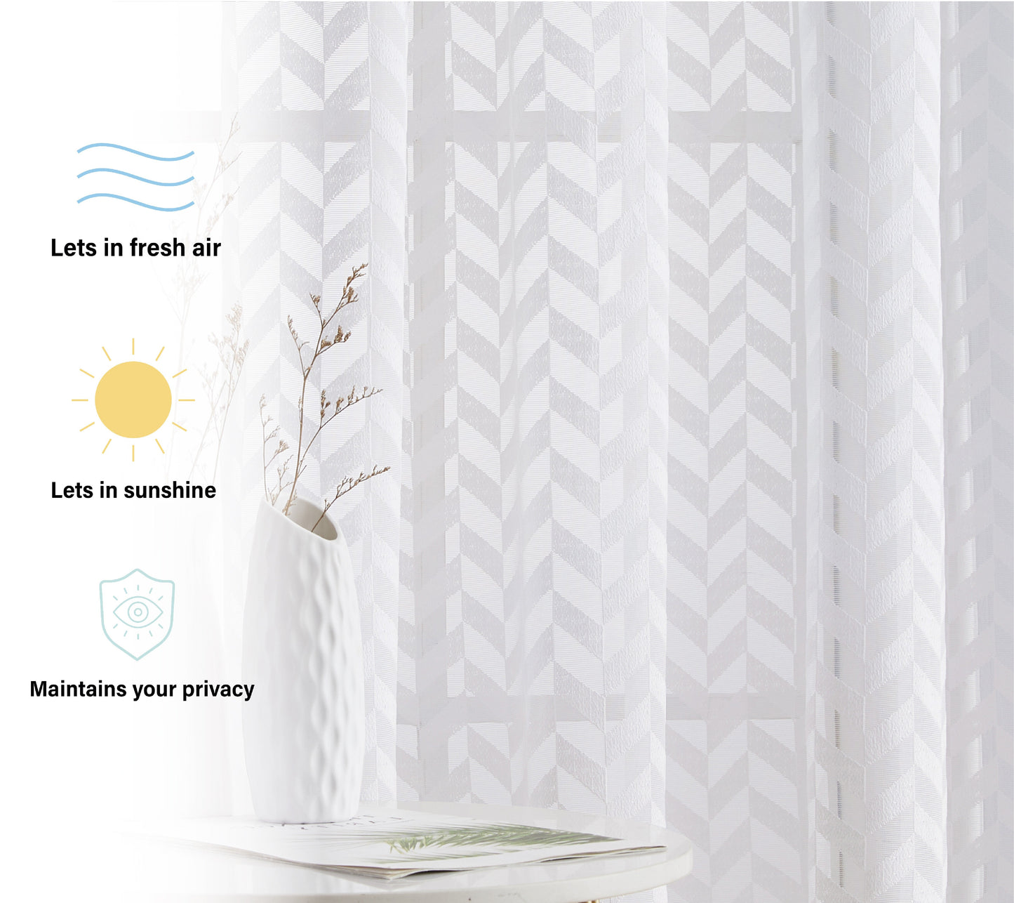 Herringbone Lace Sheer Rod Pocket Cafe Tiers
