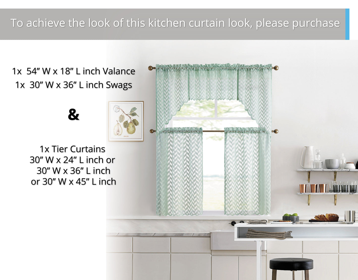 Herringbone Lace Sheer Rod Pocket Cafe Tiers