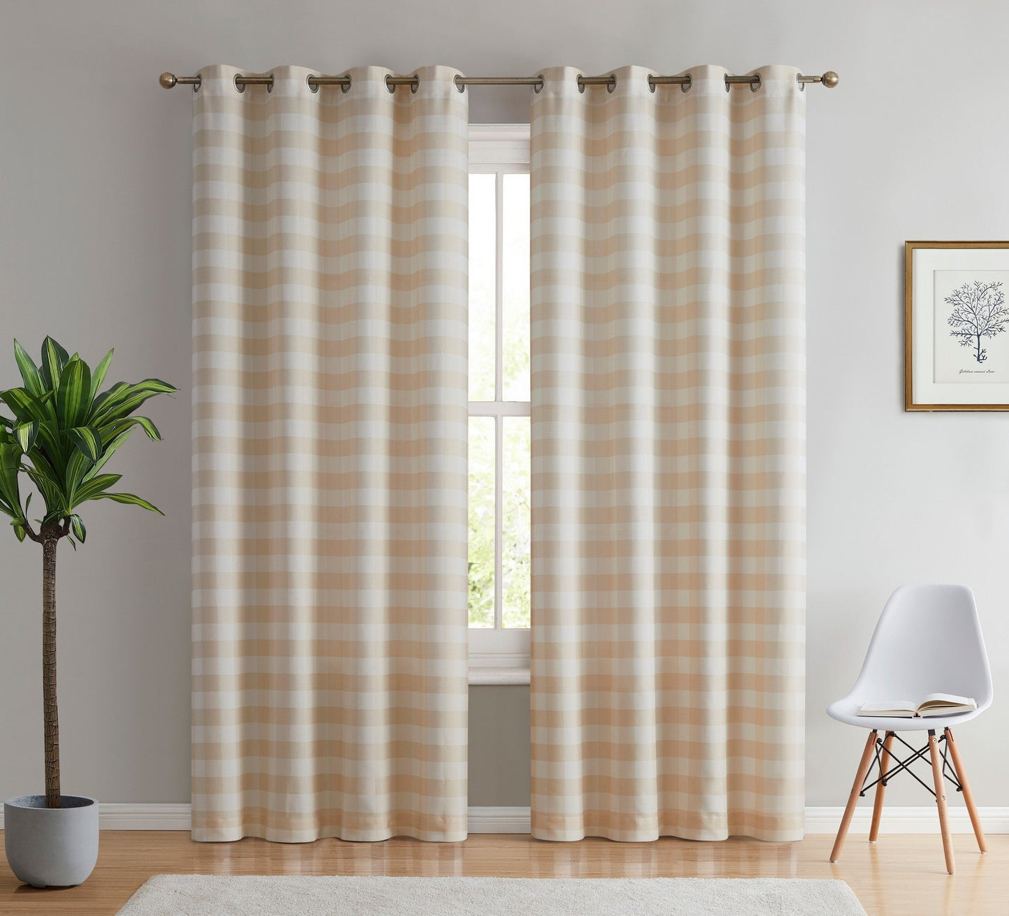 Hilltop Buffalo Check Textured Grommet Room Darkening Curtain Panels
