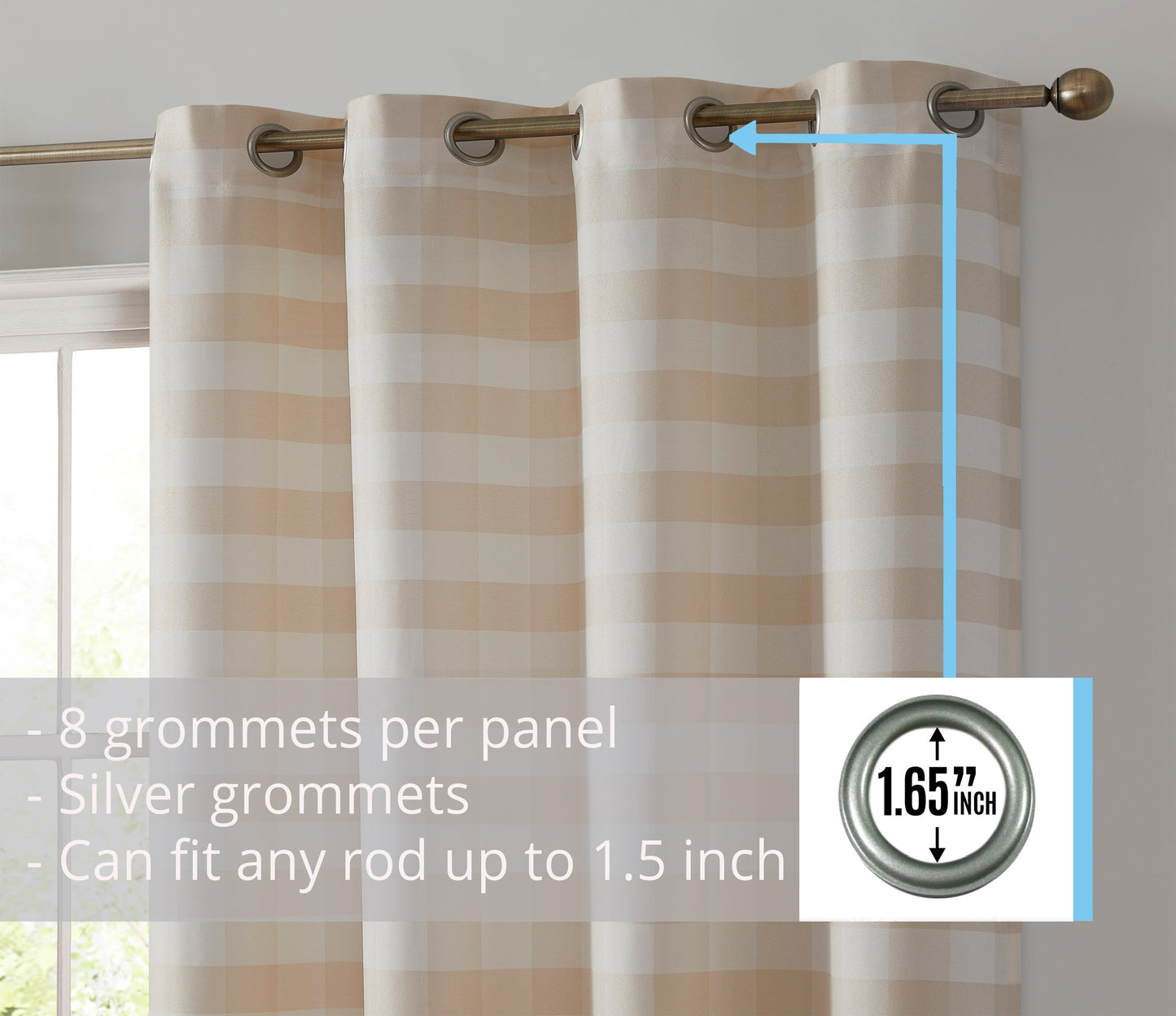 Hilltop Buffalo Check Textured Grommet Room Darkening Curtain Panels
