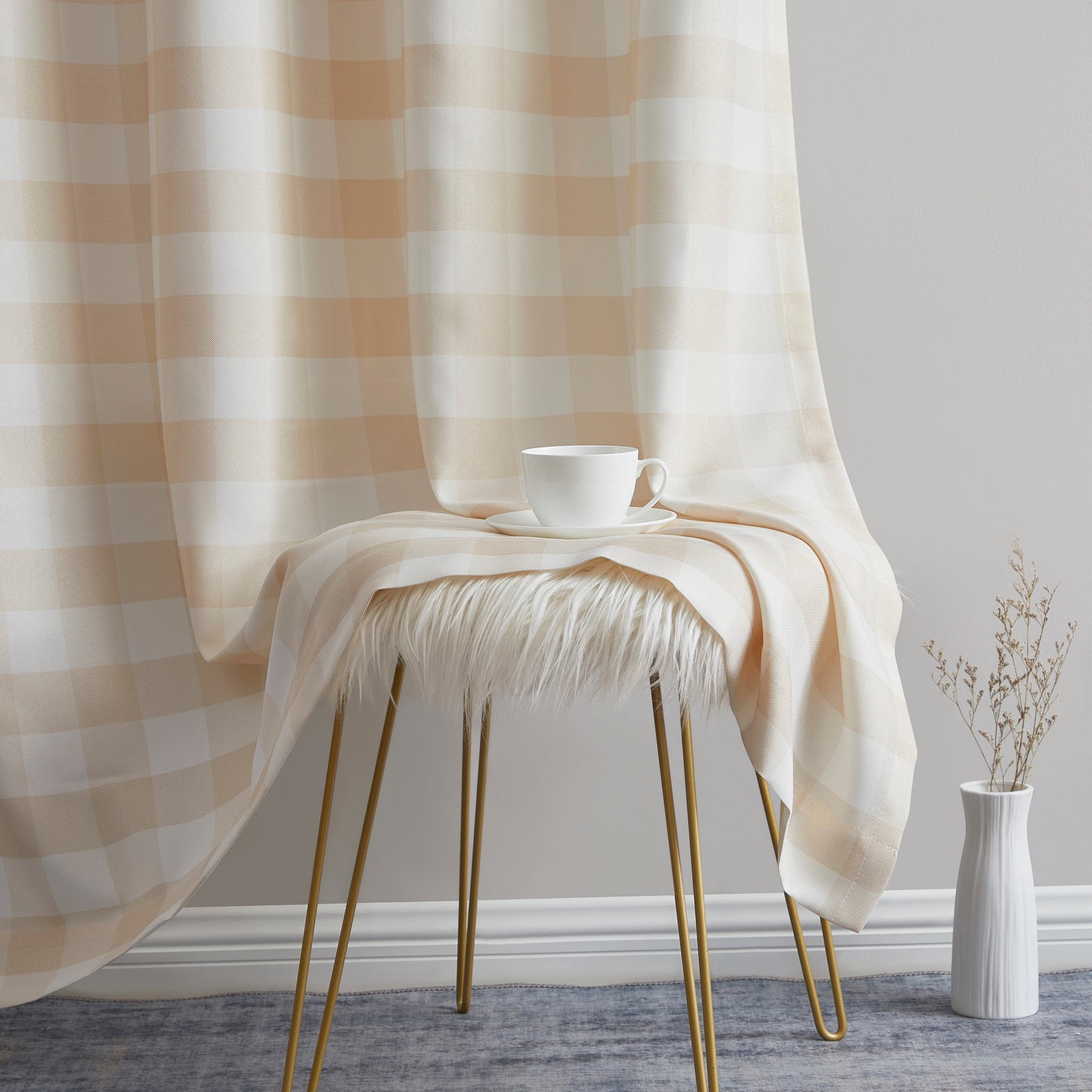 Hilltop Buffalo Check Textured Grommet Room Darkening Curtain Panels