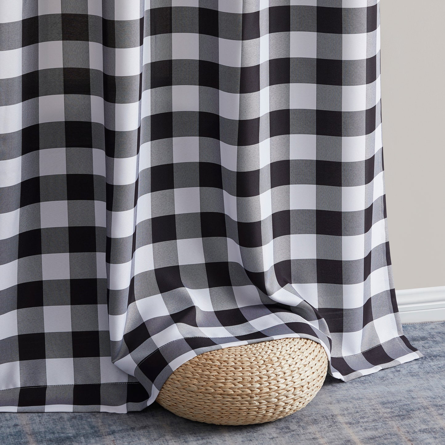 Hilltop Buffalo Check Textured Grommet Room Darkening Curtain Panels