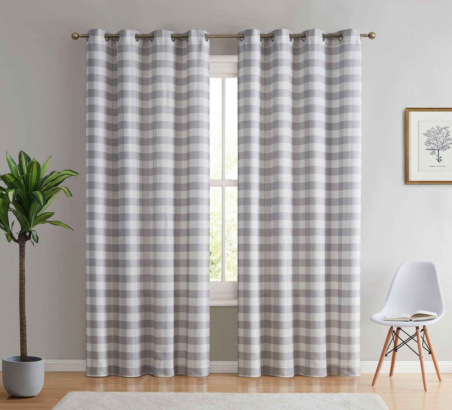 Hilltop Buffalo Check Textured Grommet Room Darkening Curtain Panels