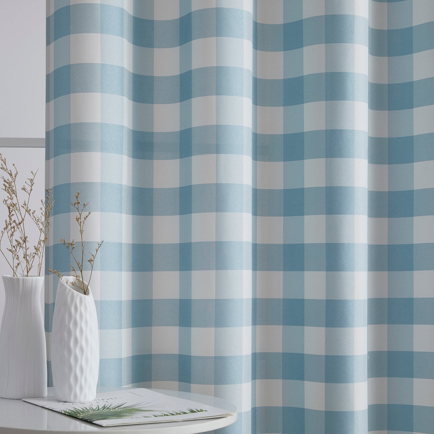 Hilltop Buffalo Check Textured Grommet Room Darkening Curtain Panels