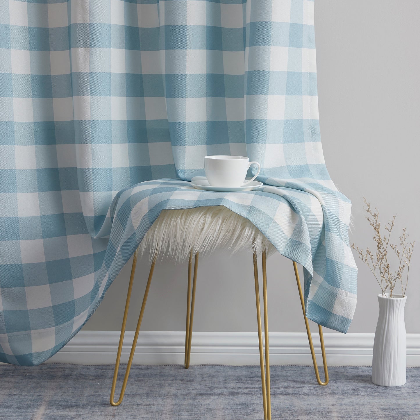 Hilltop Buffalo Check Textured Grommet Room Darkening Curtain Panels