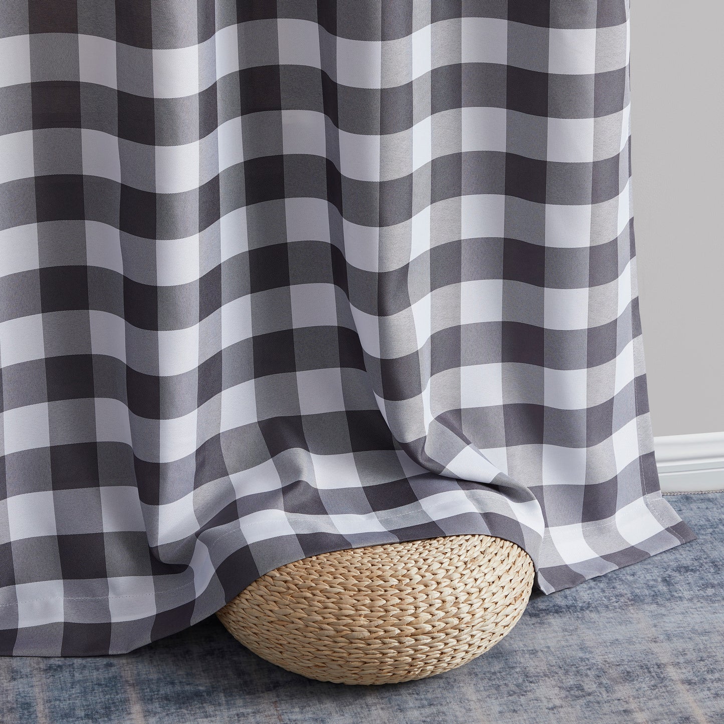 Hilltop Buffalo Check Textured Grommet Room Darkening Curtain Panels