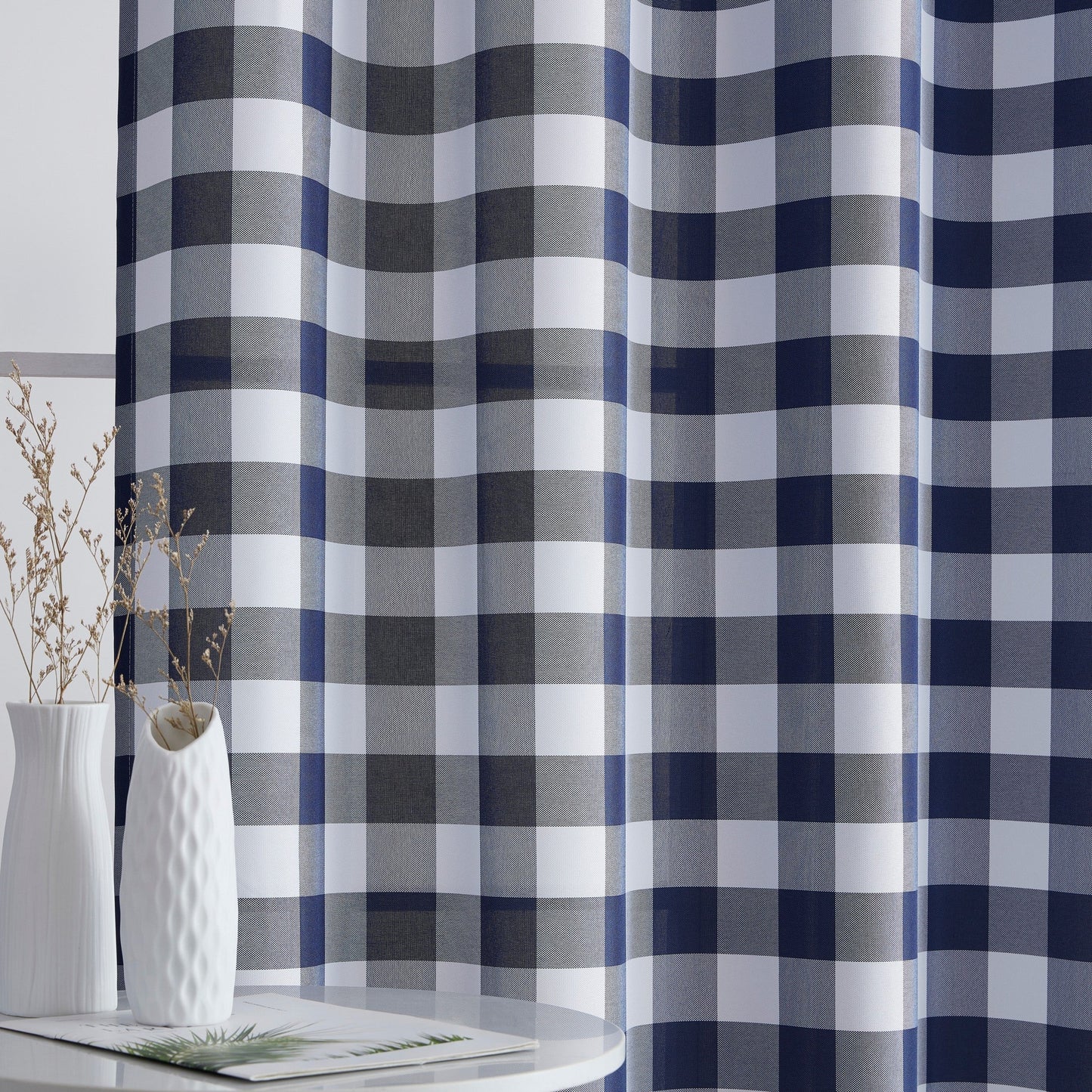 Hilltop Buffalo Check Textured Grommet Room Darkening Curtain Panels